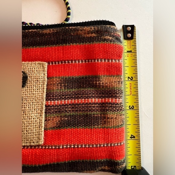 FEED Project Guatemala 5 orange black aztec clutch wristlet bag festival Y2K - Picture 5 of 6
